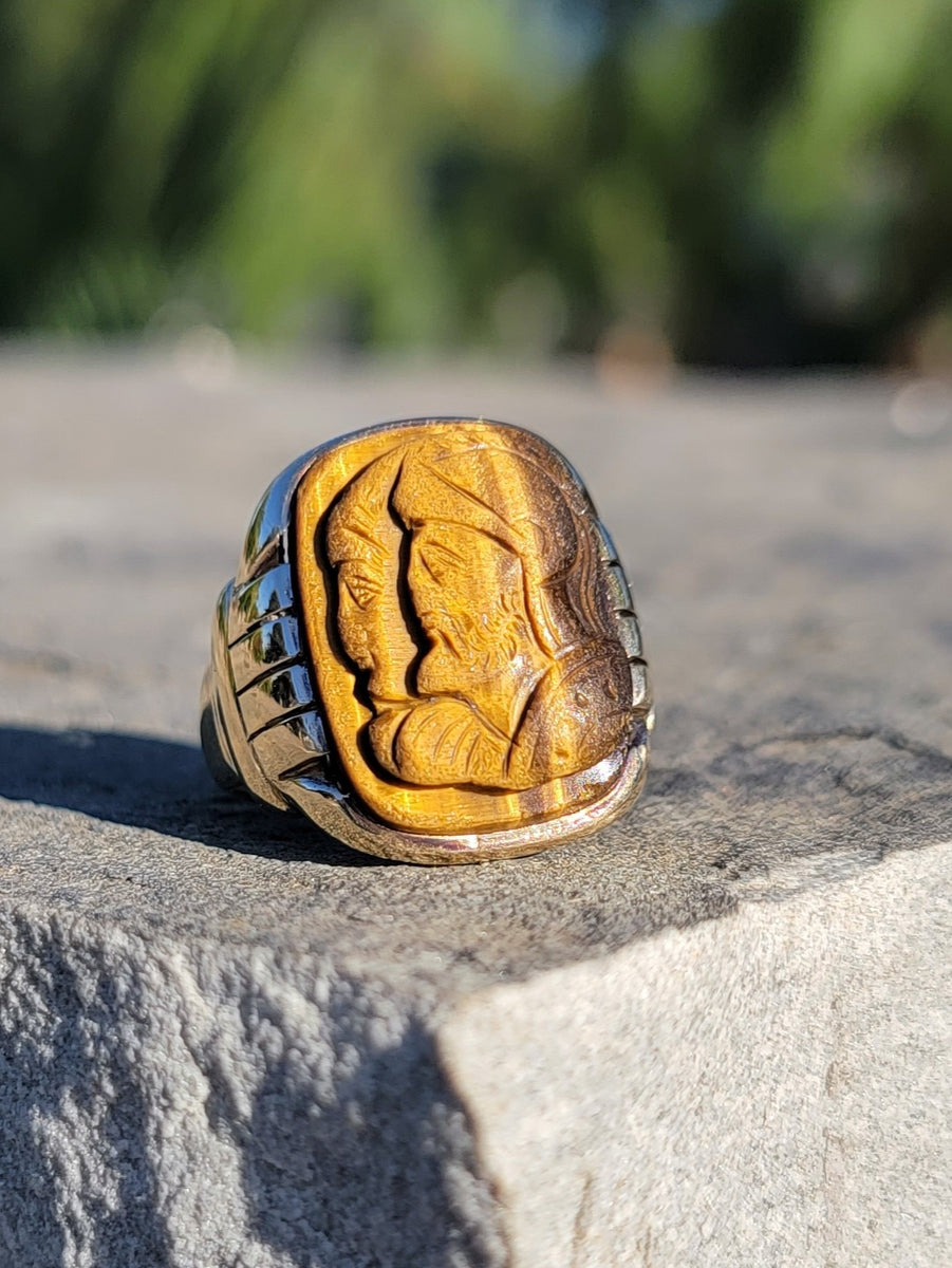 Tigers eye roman soldier on sale ring