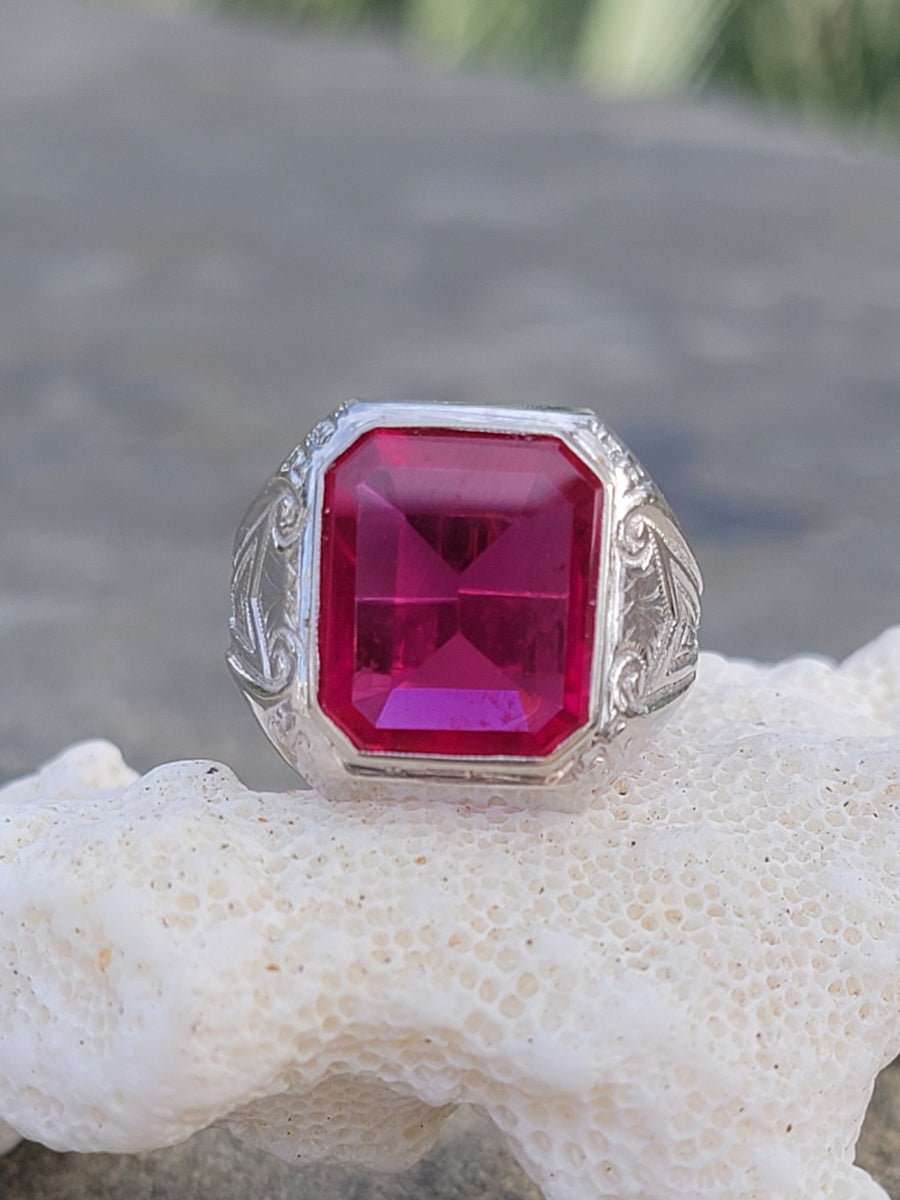 Mens antique hot sale ruby ring