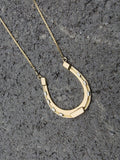 14k gold two tone horse shoe antique necklace pendant