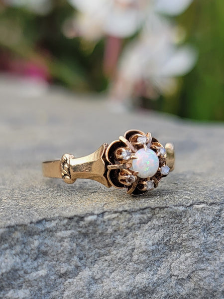 Opal and Diamond Ring in Plaitnum – Pavé Fine Jewelry Design