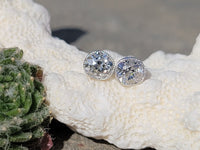 Platinum bezel set old mine cut diamond studs earrings - apx  1.15ct tw