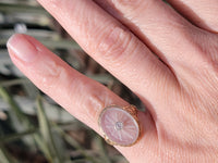 14k yellow gold c.1920's filigree mine cut diamond & quartz crystal ring