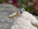 18ct gold two tone Deco estate diamond & sapphire ring band