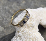 18ct gold two tone Deco estate diamond & sapphire ring band