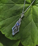 14k white gold Art Deco c.1920's sapphire necklace pendant