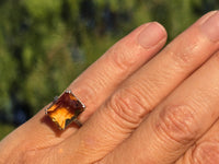 18k white gold Deco estate citrine ring