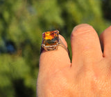 18k white gold Deco estate citrine ring