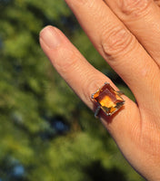 18k white gold Deco estate citrine ring