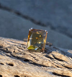 18k white gold Deco estate citrine ring