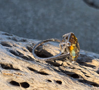 18k white gold Deco estate citrine ring