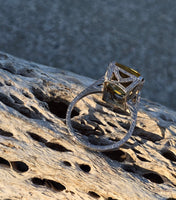 18k white gold Deco estate citrine ring