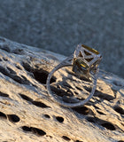 18k white gold Deco estate citrine ring