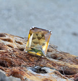 18k white gold Deco estate citrine ring