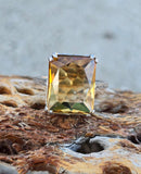 18k white gold Deco estate citrine ring