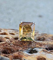 18k white gold Deco estate citrine ring