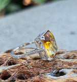 18k white gold Deco estate citrine ring