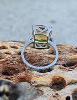 18k white gold Deco estate citrine ring