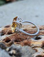 18k white gold Deco estate citrine ring