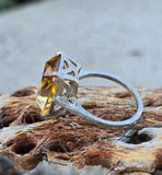 18k white gold Deco estate citrine ring