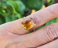 18k white gold Deco estate citrine ring