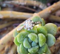 Platinum and 18ct two tone Edwardian old mine cut diamond engagement ring