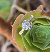 Platinum and 18ct two tone Edwardian old mine cut diamond engagement ring