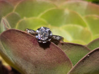 Platinum and 18ct two tone Edwardian old mine cut diamond engagement ring