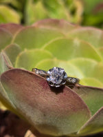 Platinum and 18ct two tone Edwardian old mine cut diamond engagement ring