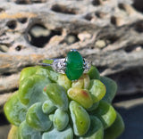 Platinum jade & diamond estate tulip ring