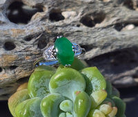 Platinum jade & diamond estate tulip ring