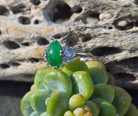 Platinum jade & diamond estate tulip ring