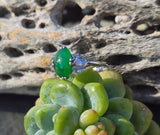 Platinum jade & diamond estate tulip ring