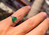 Platinum jade & diamond estate tulip ring