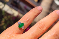 Platinum jade & diamond estate tulip ring