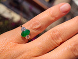 Platinum jade & diamond estate tulip ring