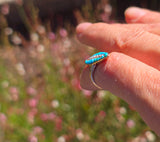 14k gold Victorian turquoise & pearl estate navette antique ring