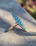 14k gold Victorian turquoise & pearl estate navette antique ring