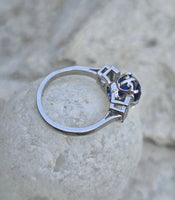 Platinum 2.70ct blue sapphire and diamond estate ring