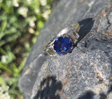 Platinum 2.70ct blue sapphire and diamond estate ring