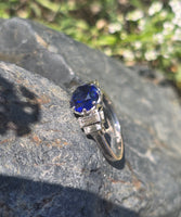 Platinum 2.70ct blue sapphire and diamond estate ring