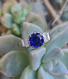 Platinum 2.70ct blue sapphire and diamond estate ring