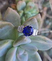 Platinum 2.70ct blue sapphire and diamond estate ring