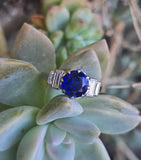 Platinum 2.70ct blue sapphire and diamond estate ring