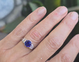 Platinum 2.70ct blue sapphire and diamond estate ring