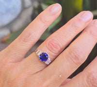 Platinum 2.70ct blue sapphire and diamond estate ring