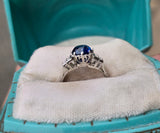 Platinum 2.70ct blue sapphire and diamond estate ring