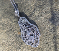 14k white gold Deco c.1920's diamond filigree necklace pendant