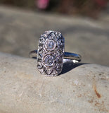 14k diamond Art Deco filigree diamond estate ring