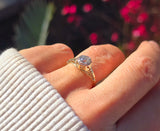 14k gold two tone old mine cut diamond solitaire antique estate ring