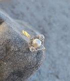 platinum & 18k gold two tone Edwardian pearl and diamond antique ring